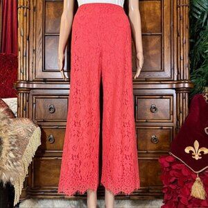 Isaac Mizrahi Live! Coral Lace Cotton Blend Scallop Hem Ankle Pant